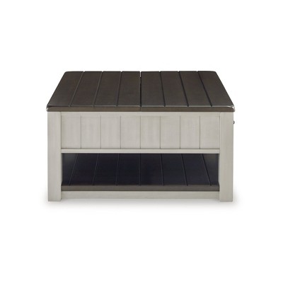 Square Brown and Gray Wood Lift-Top Coffee Table with Storage