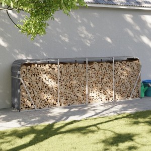 vidaXL Log Holder Anthracite 118.1"x17.7"x39.4" Galvanized Steel - 1 of 4