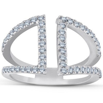 Pompeii3 1/2ct Diamond Ring Open Fashion Right Hand Split Band White Gold