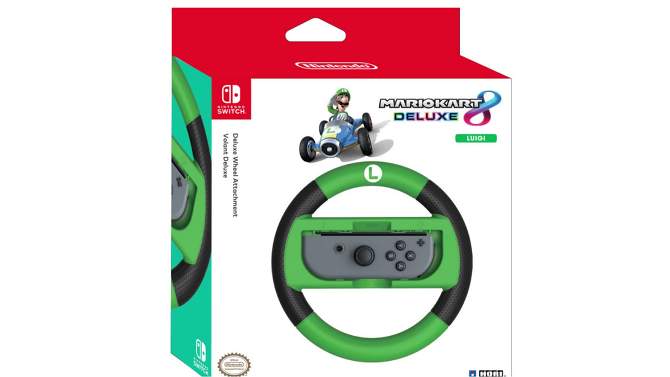 Hori Nintendo Switch Deluxe Wheel Attachment - Mario Kart 8 Deluxe - Luigi, 2 of 7, play video