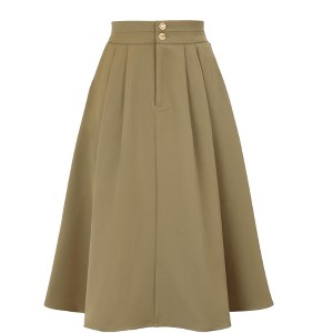 INSPIRE CHIC Women's High Waisted Flowy A-Line Casual Long Skirt with Pockets Midi Skirts - 1 of 4
