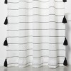 1pc 54"x84" Light Filtering Contrast Stripe with Tassels Curtain Panel Black/White - Opalhouse™ - image 3 of 4