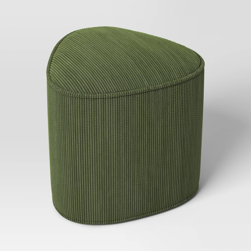Triangular Upholstered Corduroy Ottoman Green - Room Essentials™
