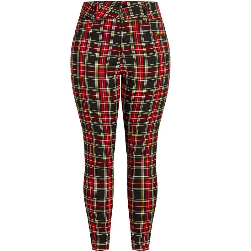 Women's Plus Size Harley Plaid Skinny Jean - red | CCX, 3 of 4