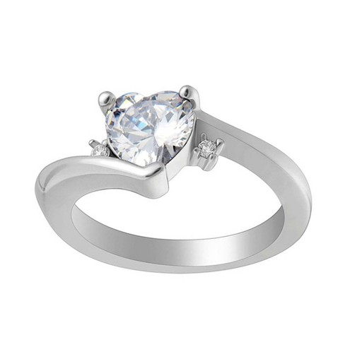 Kale Heart Engagement Ring Sterling Silver Clear Cz Womens Ginger Lyne Collection - image 1 of 4