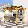 Outsunny 13' x 6' Wooden Grill Gazebo, Hardtop Outdoor BBQ Gazebo with with Metal Roof, 2 Bar Shelves and 6 Hooks for Patio, Deck, Yard, Natural - 2 of 4