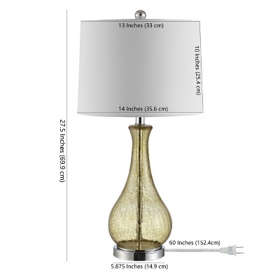 Amber Crackle Glass Table Lamp with White Cotton Shade