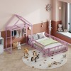 NicBex Full Size Montessori Bed with Detachable House Shape Headboard,Floor Bed with Guardrails and Kids Dress Up Rack,Toddler Bed for Bedroom,Pink - 4 of 4