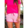 Women's Think Pink Solid Drawstring Everyday Shorts - Jess Lea - 2 of 4
