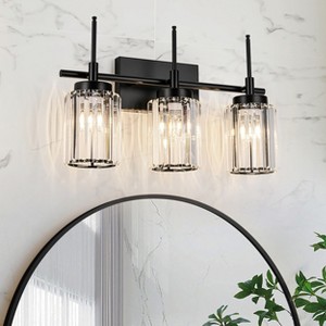 LLHZSY Modern Bathroom Vanity Wall Light Cylinder Bathroom Crystal Wall Sconces - Gold/Black-1/2/3/4/5 light - 1 of 4