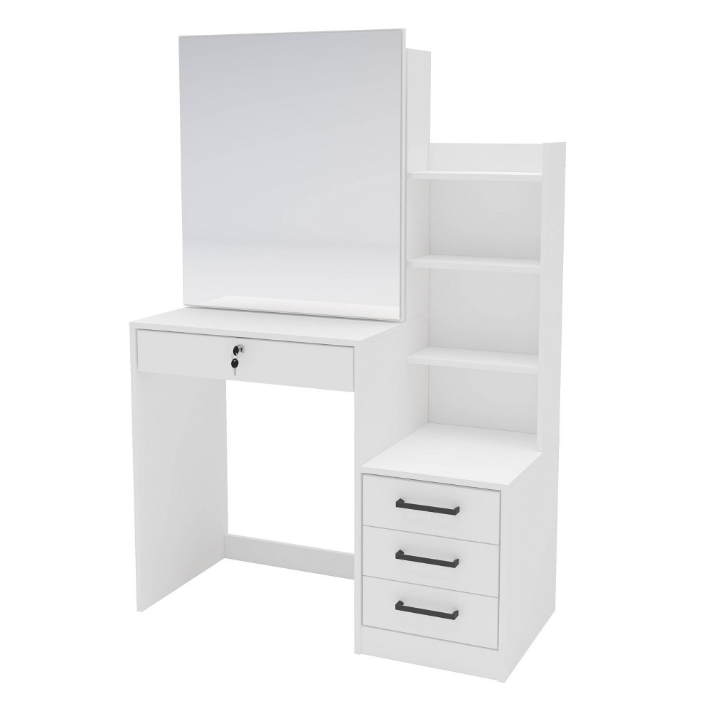 Hannah Vanity with Mirror White - Polifurniture