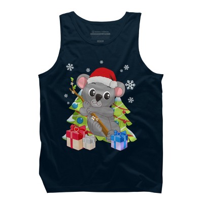Men's Design By Humans Santa Climbing Koala Bear Christmas T-Shirt By thebeardstudio Tank Top