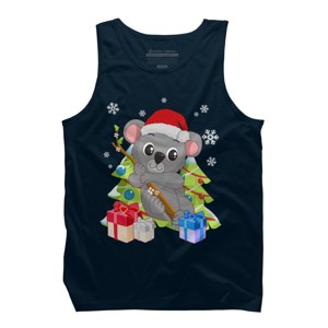 Men's Design By Humans Santa Climbing Koala Bear Christmas T-Shirt By thebeardstudio Tank Top - 1 of 3