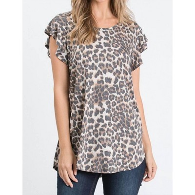 Women's Leopard Ruffle Top - PLUS - HEIMISH USA