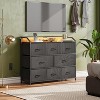 8 Dresser TV Stand with Power Outlets, Led Dresser for Bedroom, Fabric Chest of Drawers with Double Open Shelves, Wood Top, Steel Frame - 2 of 4