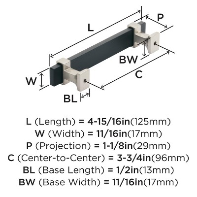 Brushed Matte Black and Satin Nickel Cabinet Bar Pull