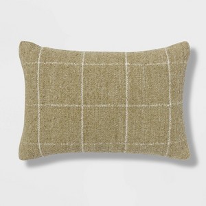 Oblong Windowpane Woven Decorative Throw Pillow Green - Threshold™ - 1 of 4