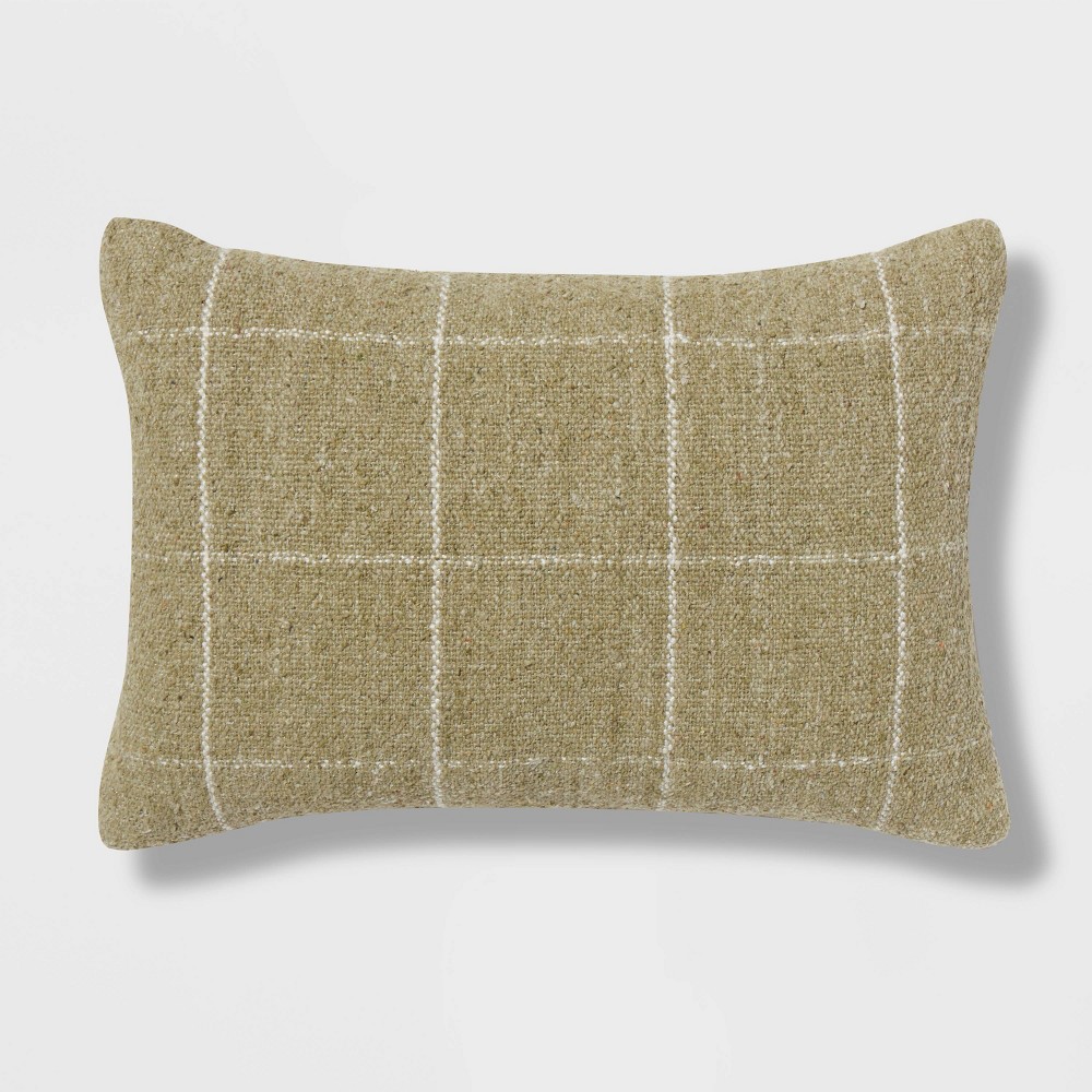 Photos - Pillow Oblong Windowpane Woven Decorative Throw  Green - Threshold™