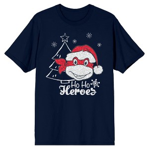 Teenage Mutant Ninja Turtles TMNT Holiday Ho Ho Heroes Women's Navy Blue Crew Neck Short Sleeve Tee - 1 of 3