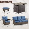 Belord 6-Piece Patio Furniture Set with 50,000 BTU Fire Pit Table, Outdoor Couch, Chairs, and Ottomans for Backyard or Deck - 2 of 4