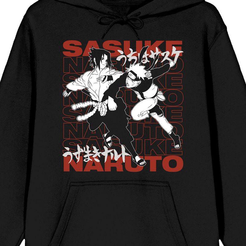 Naruto Shippuden Naruto & Sasuke Kanji Women's Black Hooded Sweatshirt, 2 of 3