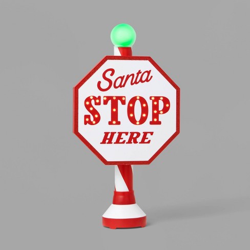 Santa Stop Here Led Tabletop Sign Red/white - Wondershop™ : Target