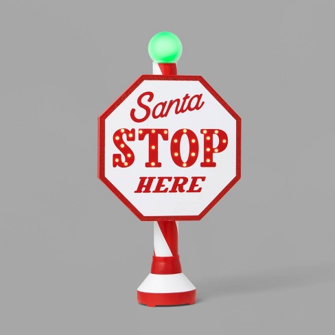 Santa Stop Here Led Tabletop Sign Red/white - Wondershop™ : Target