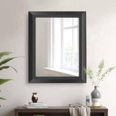 Apmir High-Strength Tempered Glass and Aluminum Alloy Framed French Cleat Mounted Wall Decor Mirror in matte black with 5-Year Warranty
