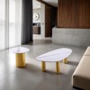 Sapphtopaz Irregular Coffee Table with Sintered Stone Top Unique Home Decor Coffee Tables with Gold Stainless Steel Legs for Living Room - 4 of 4