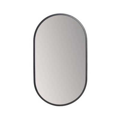 Brewster Pluto Black Oval Mirror: Modern Style, Metal Frame, Wall Mounted, 16x27 Size, No Assembly Required