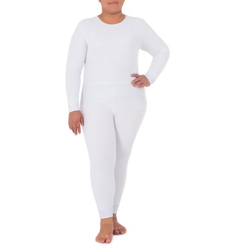 Fruit Of The Loom Women's And Plus Long Underwear Thermal Waffle Top And  Bottom Set - White 4x Large : Target