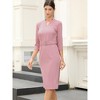 INSPIRE CHIC Women's 3/4 Sleeve V Neck Elegant Belted Formal Work Midi Dress - 4 of 4