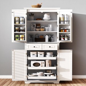 Kitchen Pantry Cabinet with 3 Pull-Out Organizers, 6 Door Shelves and 2 Drawers, Adjustable Shelves, Freestanding Cupboard for Dining Room - 1 of 4