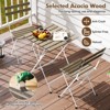 Costway 3 PCS Patio Acacia Wood Bistro Set Bistro Table with 2 Folding Chairs Slatted Seat Brown/Gray - 4 of 4