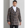 Lars Amadeus Men's Houndstooth Double Breasted Plaid Pattern Winter Long Coat - 2 of 4