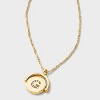 14K Gold Dipped Crystal and Mother of Pearl Circle Spinner Initial Necklace - A New Day™ - 4 of 4