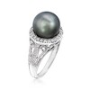 Ross-Simons 11-12mm Black Cultured Tahitian Pearl Ring With .20 ct. t.w. White Topaz in Sterling Silver - 3 of 4
