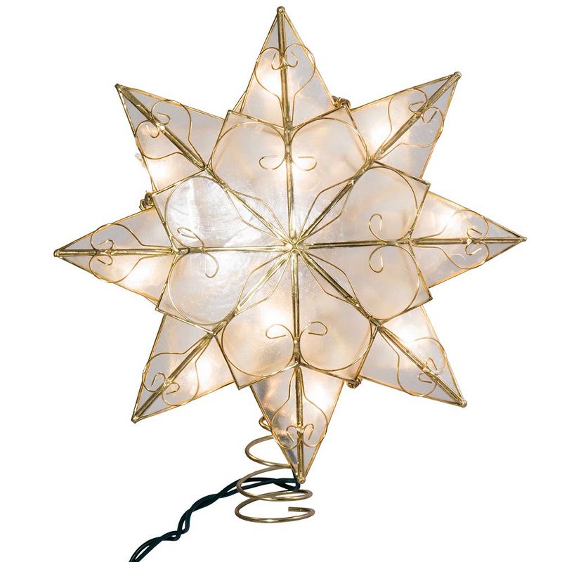 Kurt Adler Indoor 10-Light 8-Point Capiz Star Treetop with Arabesque Decoration, 1 of 8