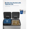 2 x 8/10.6 Gallon Stainless Steel Trash Cans w/Lids, Dual Compartment Step-On Bins for Kitchen - 4 of 4