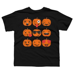 Boy's Design By Humans Halloween Pumpkins Emoji By honeytree T-Shirt - 1 of 4