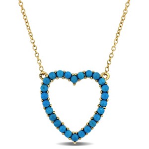 EVERLY JEWELRY | Yellow Plated Sterling Silver 3/4ct TGW Composite Blue Turquoise Heart Necklace, 18 inc + 2 inc - 1 of 4