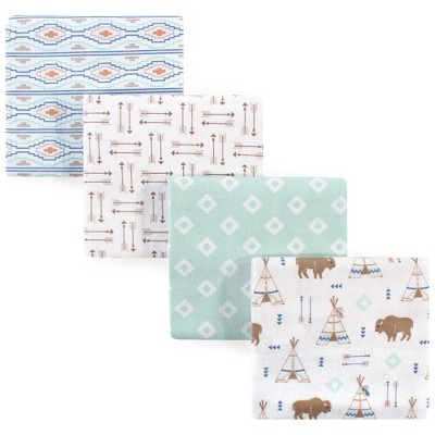 Hudson Baby Infant Boy Cotton Flannel Receiving Blankets, Teepee, One Size