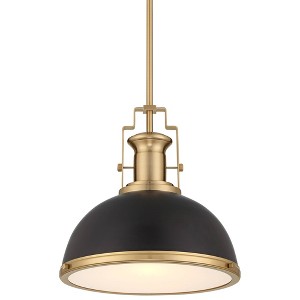 Inspire Me Home Decor Soft Gold Pendant Lighting 13" Wide Modern Black Dome Shade Fixture for Dining Room House Home Foyer Kitchen - 1 of 4