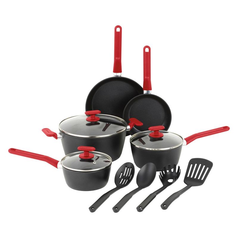 GoodCook ProEase Nonstick 12pc Cookware Set Red, 1 of 10