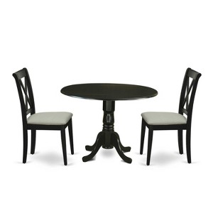 HomeStock 3-Pc Black Finish Solid Wood Top-Round Dining Room Set with Dropleaf-Seats 4 - 1 of 4