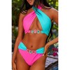 Sweet Like Candy 'Dolly Mix' Contrast Crossover Halter Crystal Bikini Top Dolly Mix Large - 3 of 4