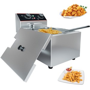 Commercial Deep Fryer with Basket, Stainless Steel Electric Counter-Top Fryer with Temperature Control for Restaurant and  Home Use - 1 of 4