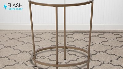 Round Clear Glass End Table with Matte Black Metal Frame