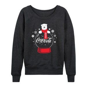 Women's - Coca-Cola - Polar Bear Snowglobe Lightweight French Terry Wide Neck Long Sleeve Graphic Shirt - 1 of 4