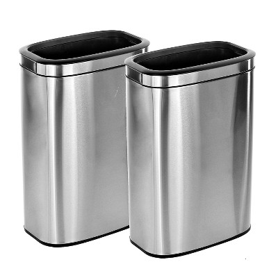 Alpine Industries Stainless Steel Rectangular Liner Open Top Commercial Indoor Trash Can 10.5 Gallon